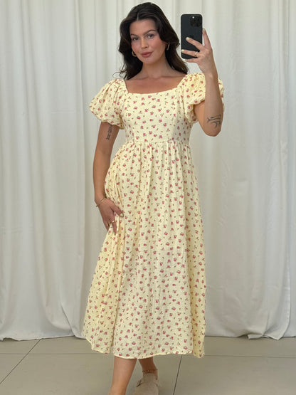 MUSSELIN KLEID ROSALIE MIT ROSENMUSTER