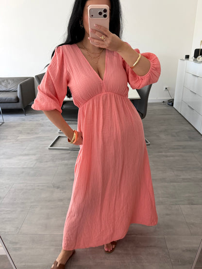 MUSSELIN MAXIKLEID MIT V-AUSSCHNITT ZARIA