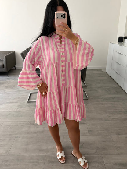 OVERSIZE MUSSELIN KLEID MIT KNOPFLEISTE MIRANDA