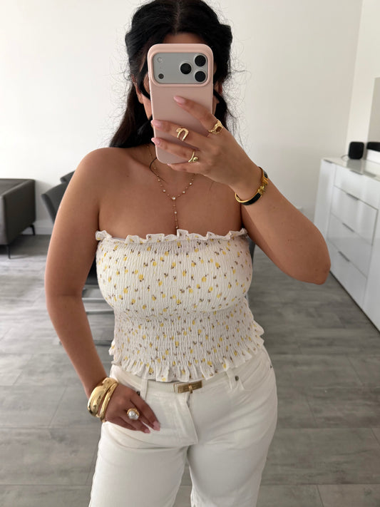 MUSSELIN BANDEAU TOP BLÜMCHENLIEBE Musselin kaufen | Miss Nova