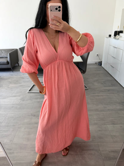 MUSSELIN MAXIKLEID MIT V-AUSSCHNITT ZARIA