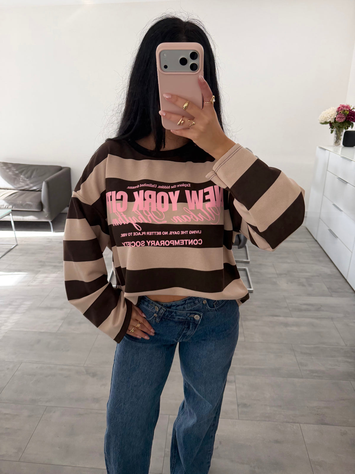 OVERSIZE SWEATSHIRT STREIFEN NEW YORK CITY