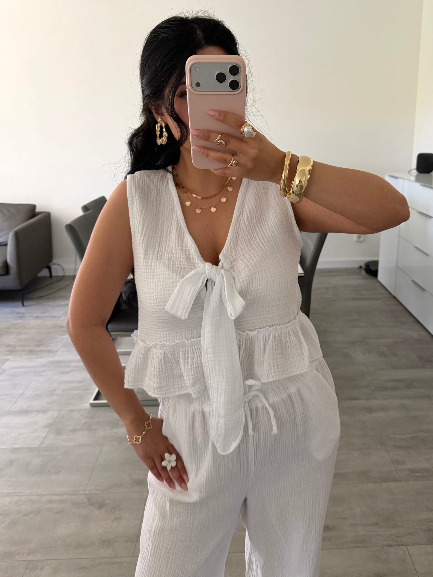 Musselin Top Talia Mit Schleife Detailansicht – MissNova