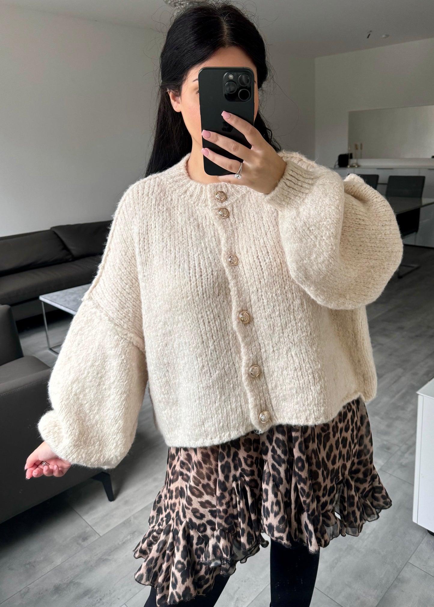 CARDIGAN FINA KURZ BEIGE