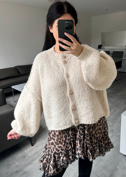 CARDIGAN FINA KURZ BEIGE