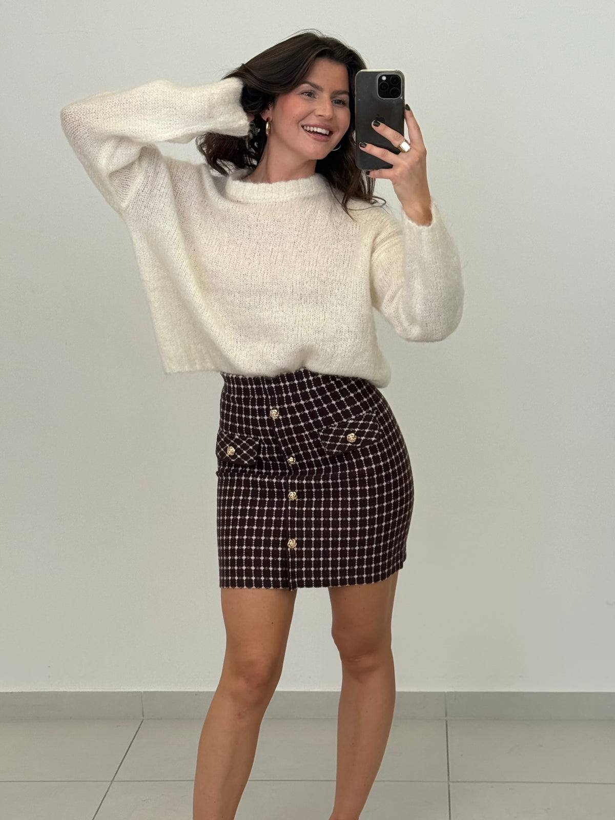 TWEED ROCK MIT GOLDENEN KNÖPFEN LARISSA