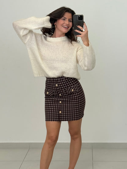 TWEED ROCK MIT GOLDENEN KNÖPFEN LARISSA