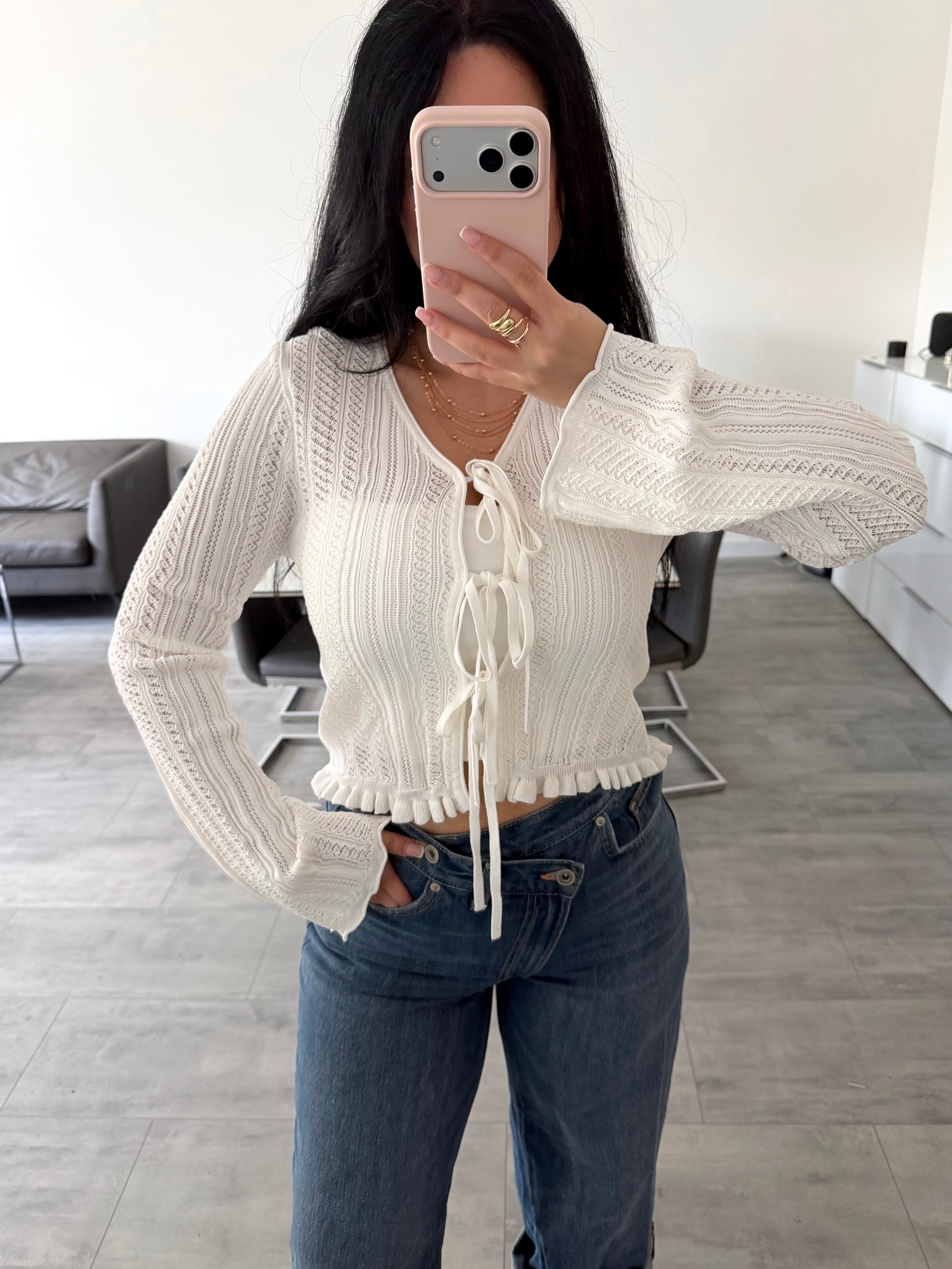 STRICKJÄCKCHEN ELMA MIT SCHLEIFEN – Miss Nova Damenmode