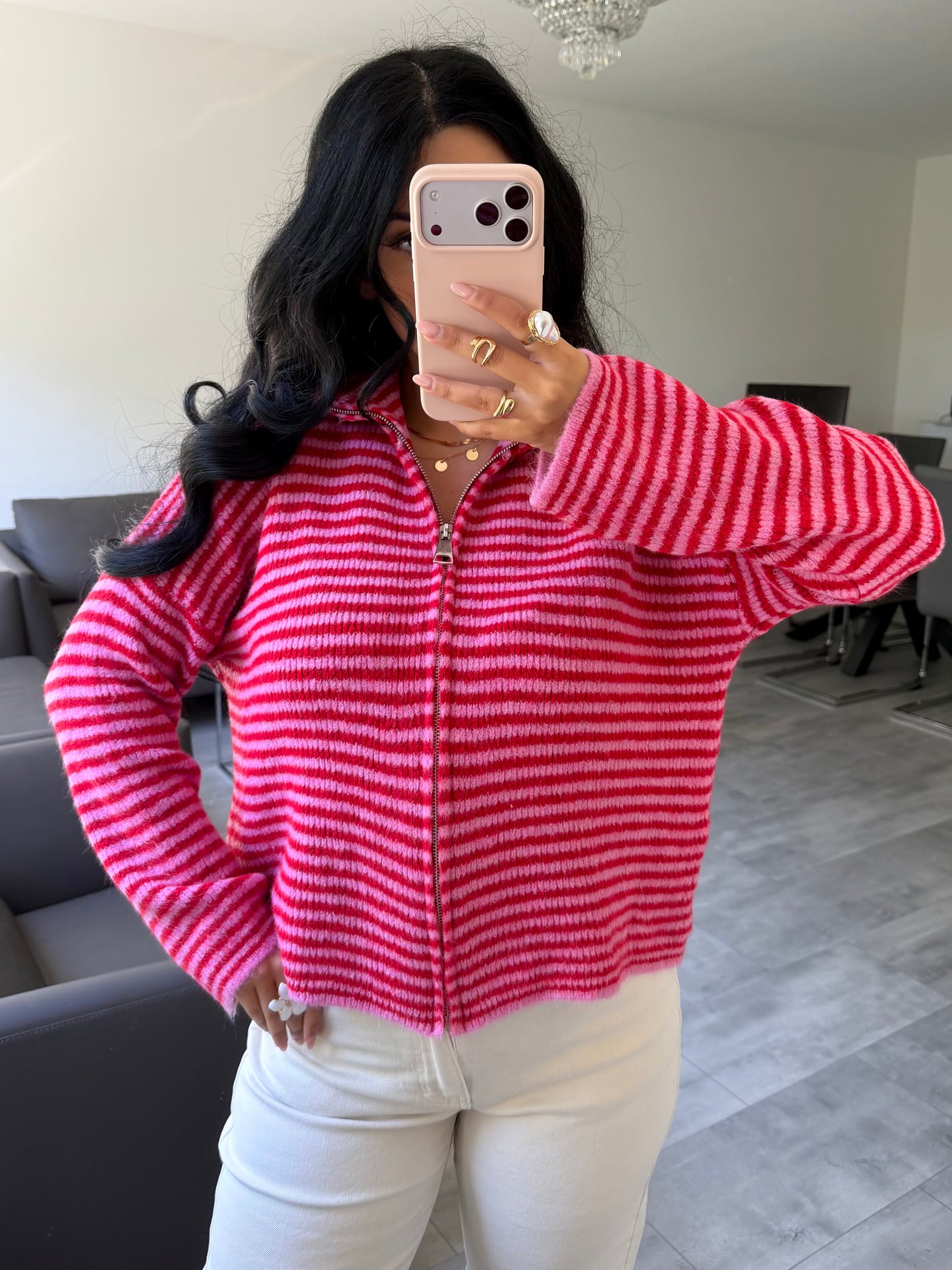 Zip Strickjacke Emilia Gestreift | missnova.de