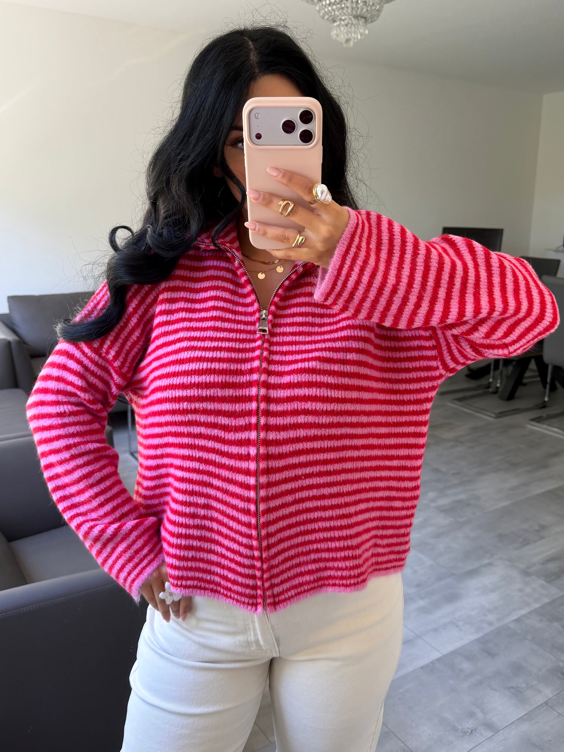 Zip Strickjacke Emilia Gestreift | missnova.de