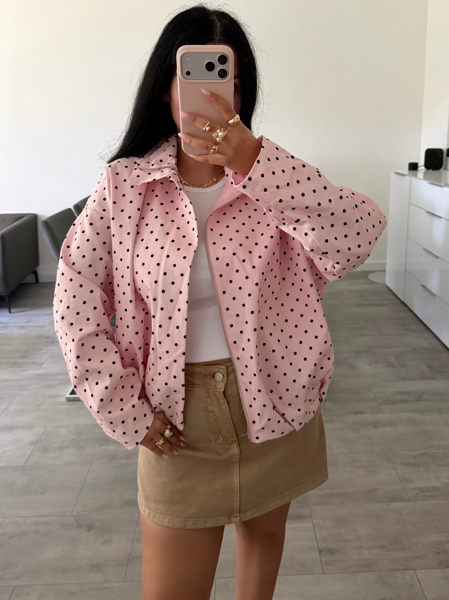 LEICHTE BAUMWOLLJACKE POLKA DOTS