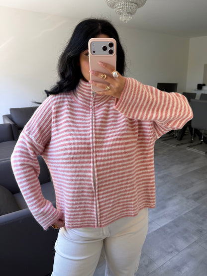 Zip Strickjacke Emilia Gestreift | missnova.de