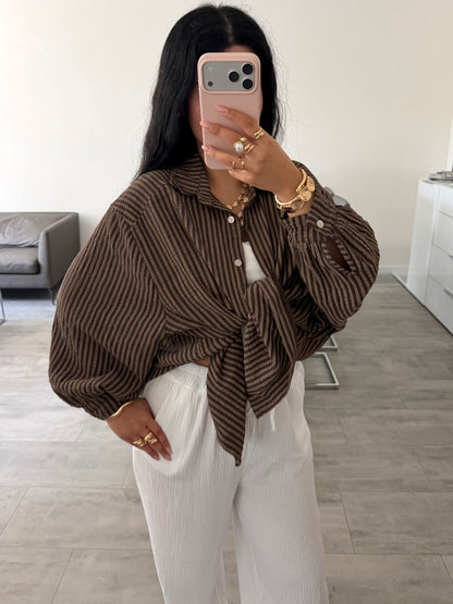 MUSSELIN BLUSE ALMA STREIFEN