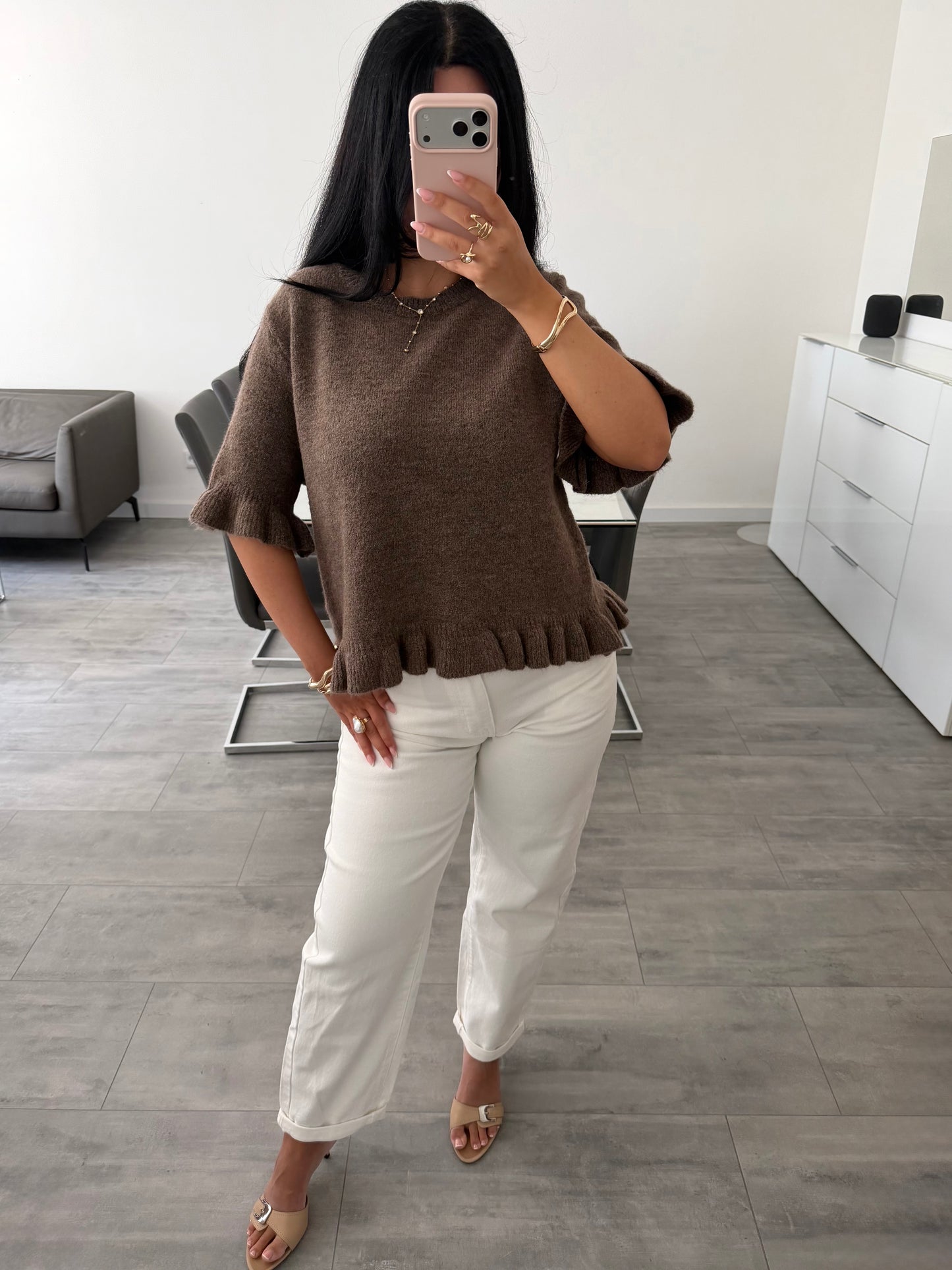 STRICKOBERTEIL MIT RÜSCHEN AMANDA