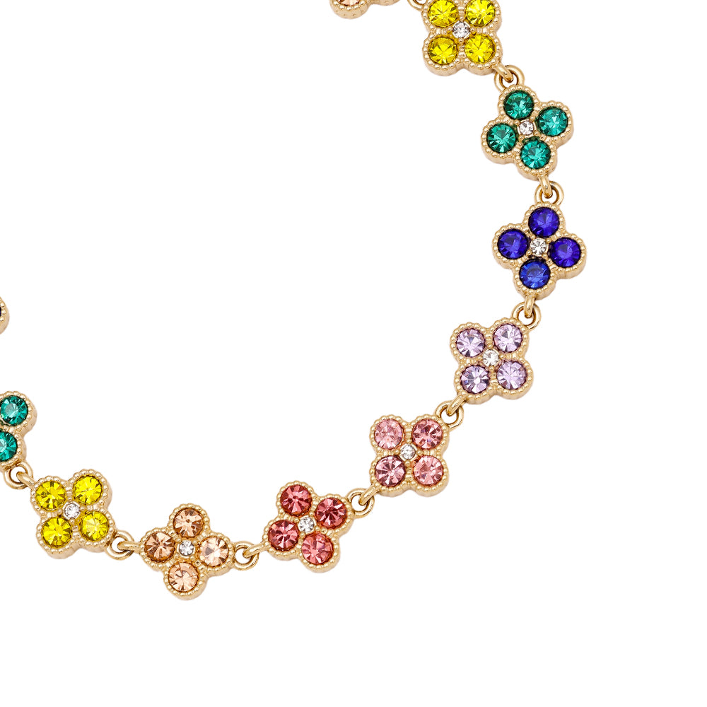 EDELSTAHL ARMKETTE LUCKY FLOWER MULTICOLOR – Miss Nova Damenmode