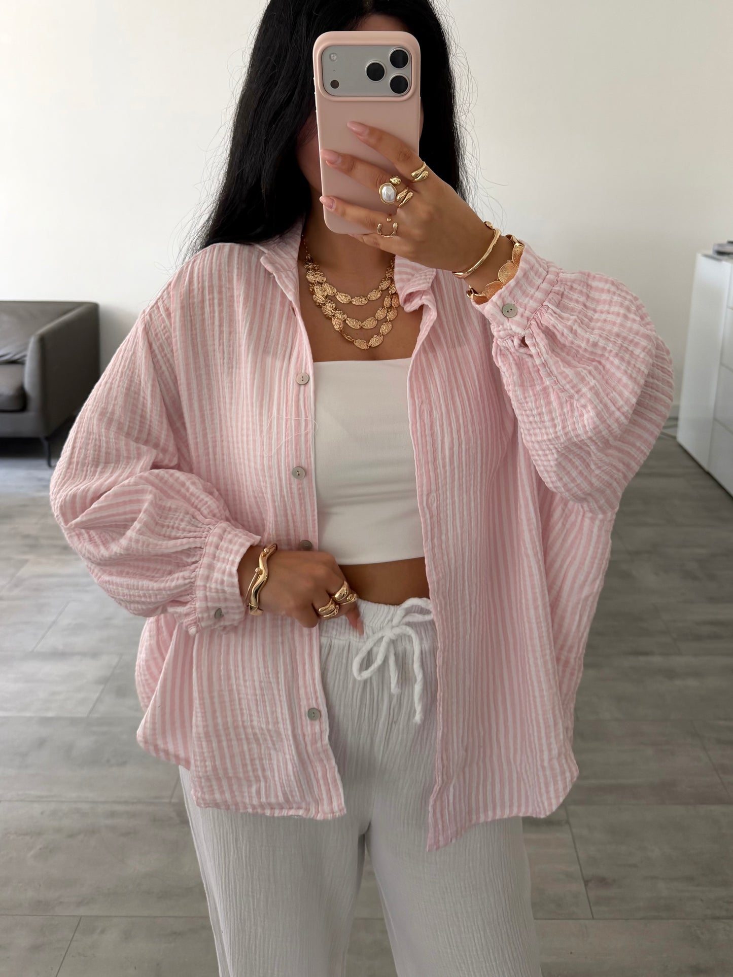 MUSSELIN BLUSE ALMA STREIFEN