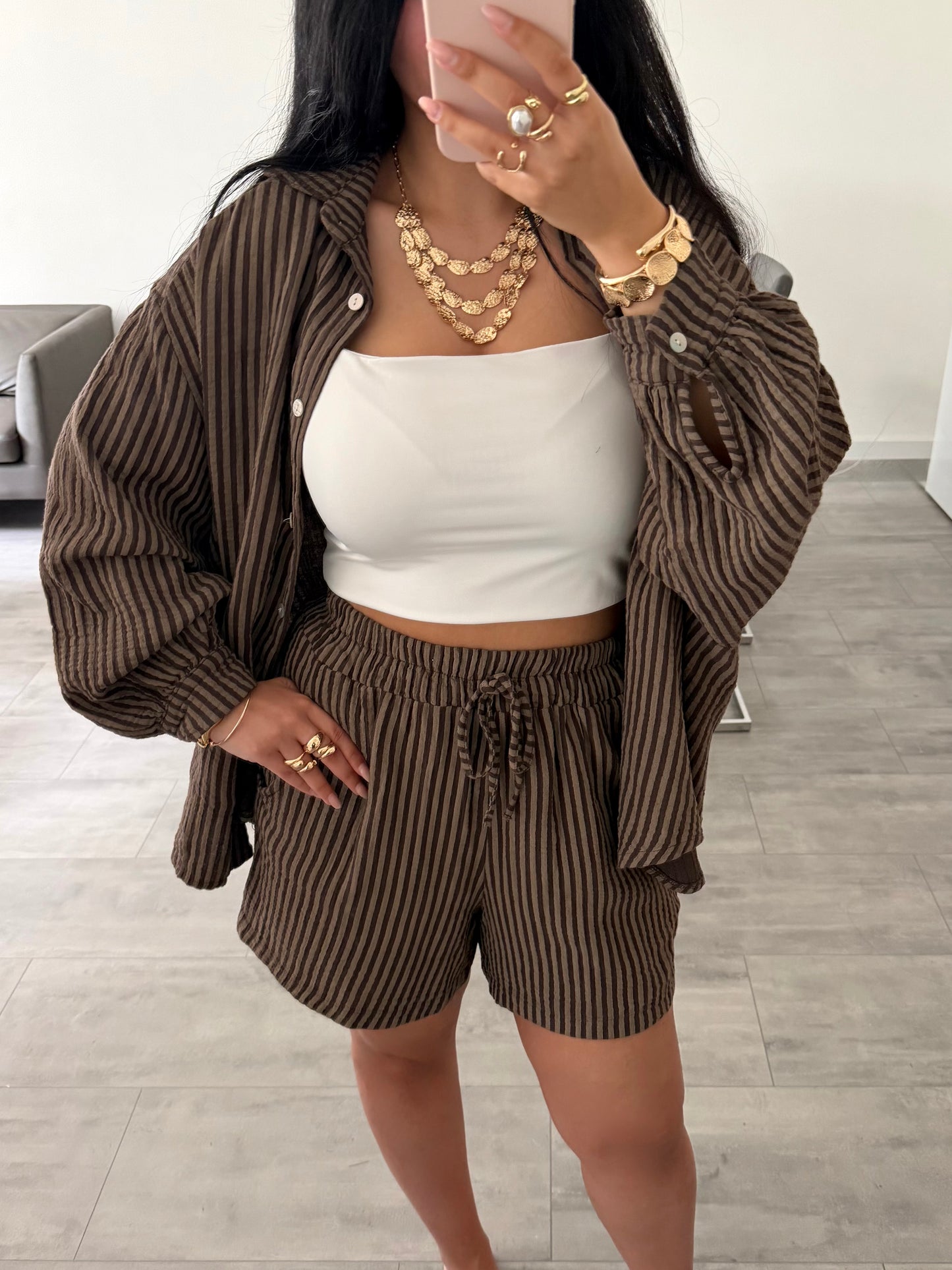 MUSSELIN SHORTS ALMA STREIFEN