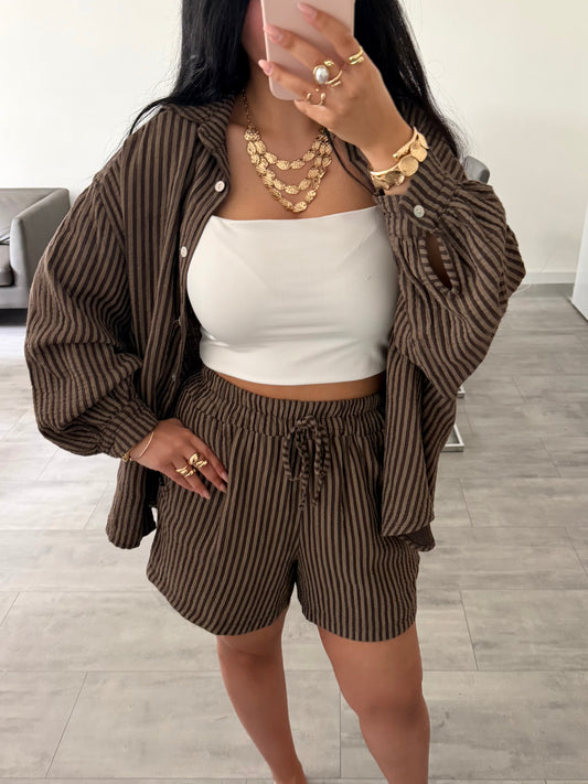 MUSSELIN SHORTS ALMA STREIFEN Musselin kaufen | Miss Nova