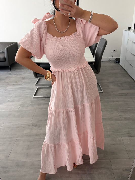 MAXI MUSSELINKLEID SOFIA MIT SCHLEIFENDETAILS
