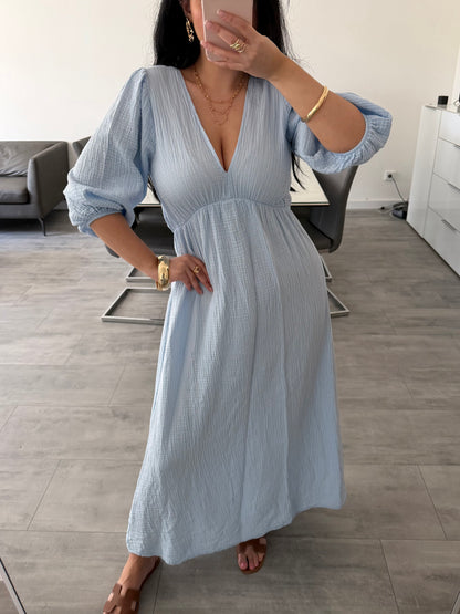 MUSSELIN MAXIKLEID MIT V-AUSSCHNITT ZARIA