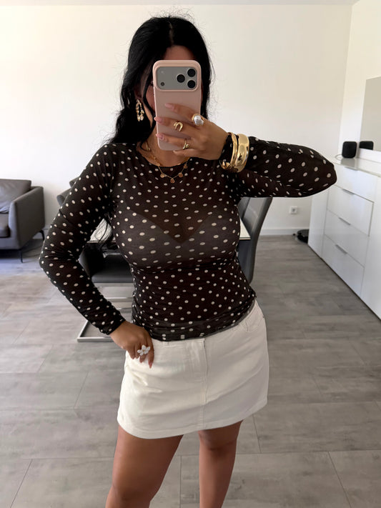 VISKOSE-KASCHMIR OBERTEIL MIT PUNKTEN Musselin kaufen | Miss Nova
