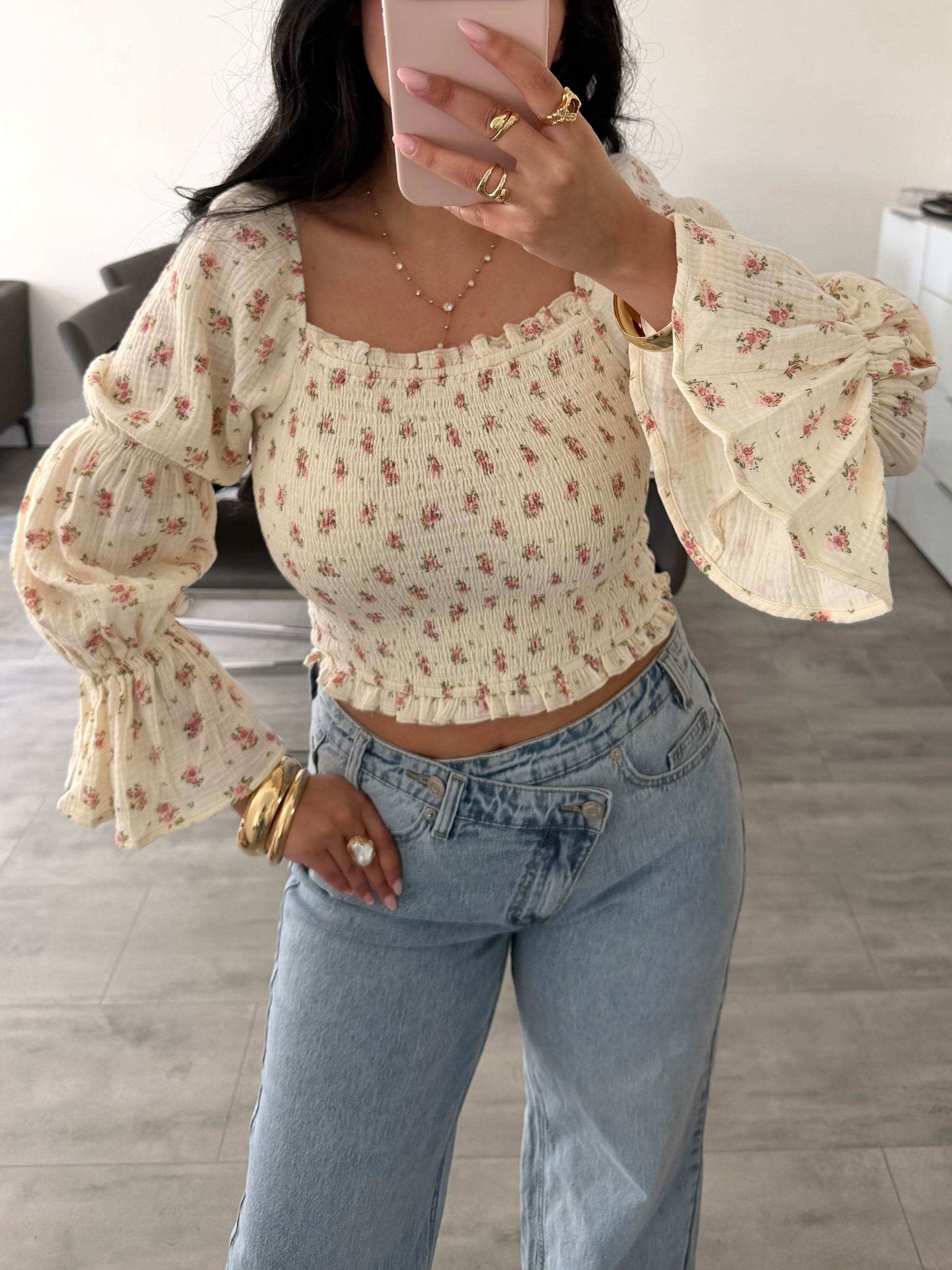 MUSSELIN BLUSE DAFINA MIT BLÜMCHEN – Musselin Mode Miss Nova