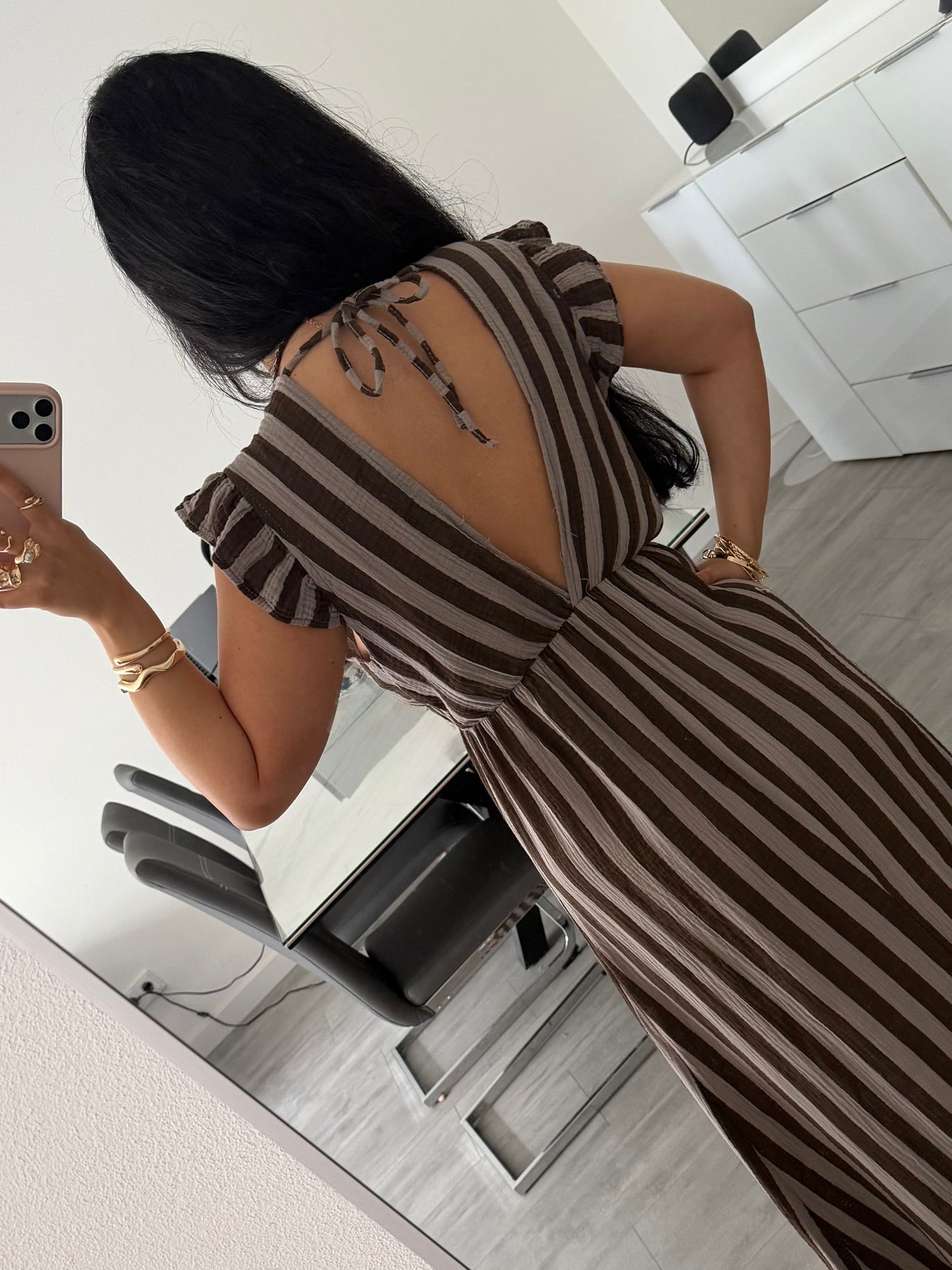 MUSSELIN KLEID MILENA GESTREIFT