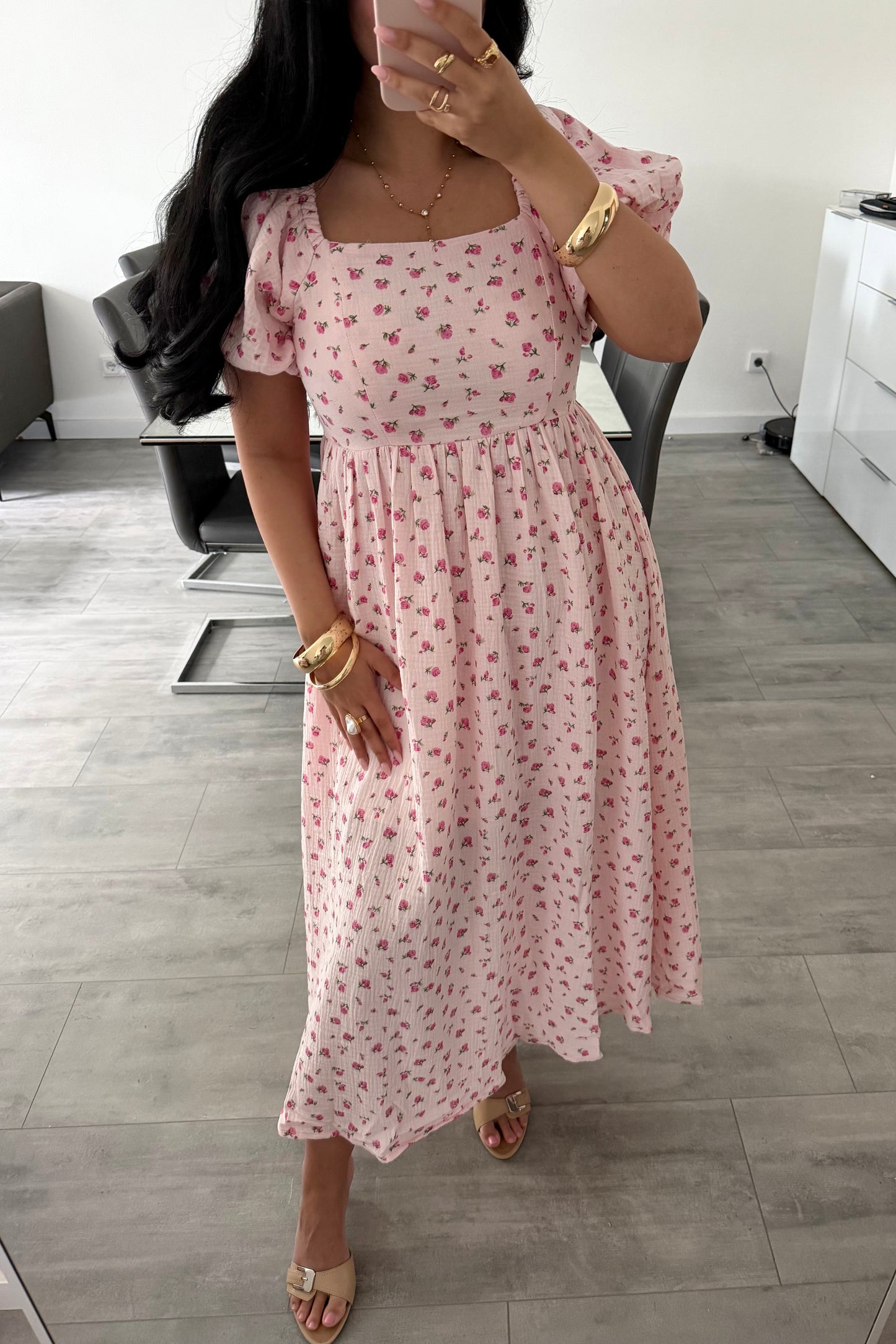 MUSSELIN KLEID ROSALIE MIT ROSENMUSTER – Musselin Mode Miss Nova