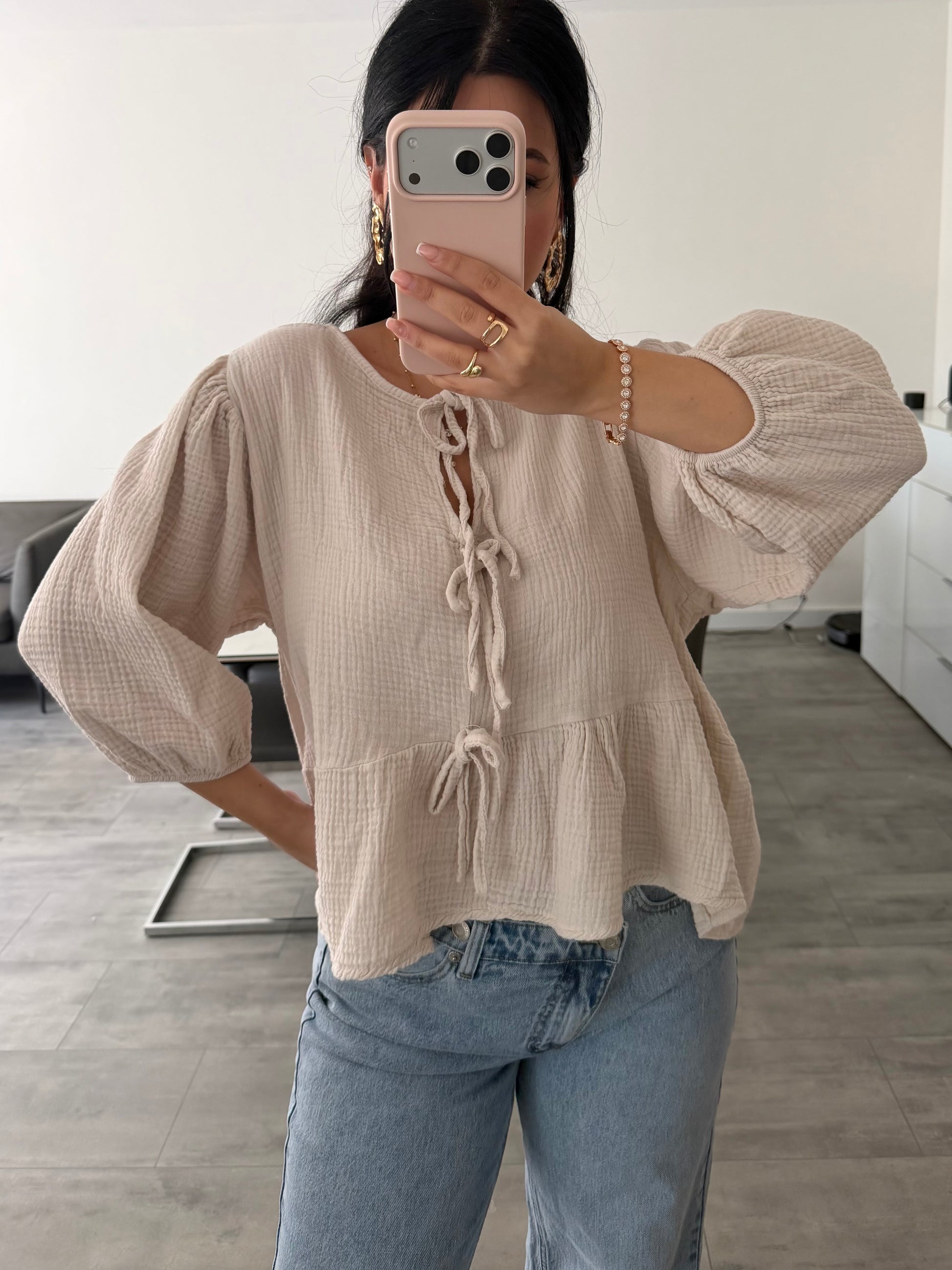 MUSSELIN BLUSE PENELOPE MIT SCHLEIFEN – Musselin Mode Miss Nova