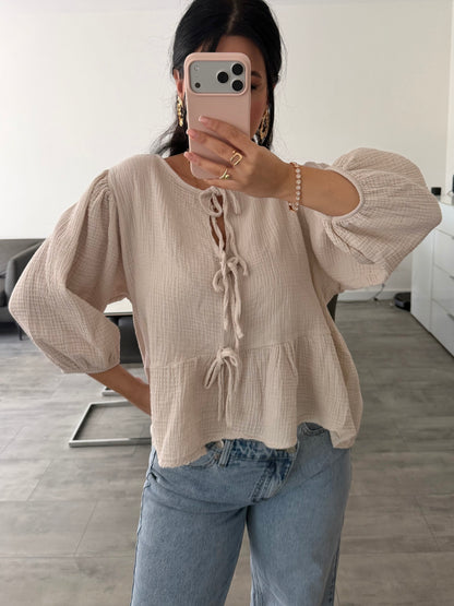 MUSSELIN BLUSE PENELOPE MIT SCHLEIFEN – Musselin Mode Miss Nova