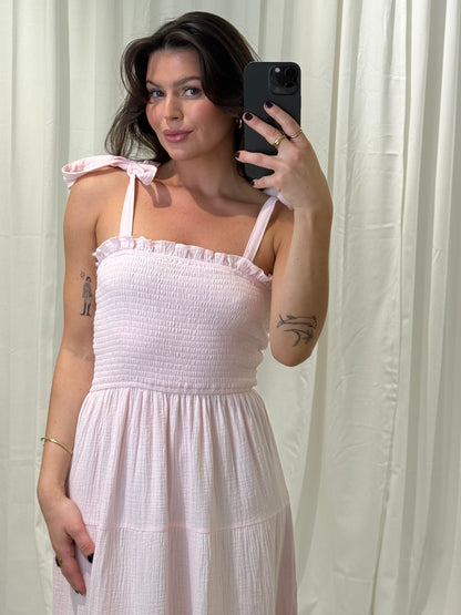 MUSSELIN KLEID LAYLA MIT SCHLEIFEN