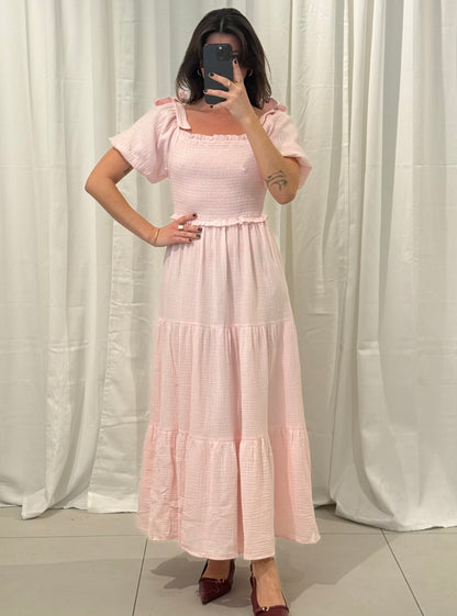 MAXI MUSSELINKLEID SOFIA MIT SCHLEIFENDETAILS