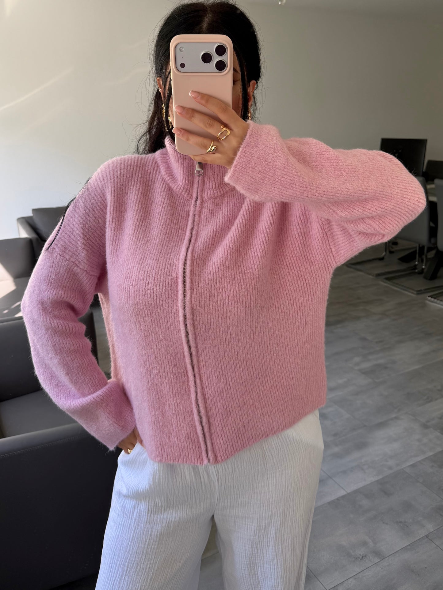 ZIP STRICKJACKE EMILIA ROSA – Miss Nova Damenmode