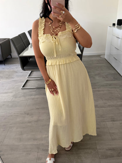 MUSSELIN KLEID MIT SPITZE ZİNAYA