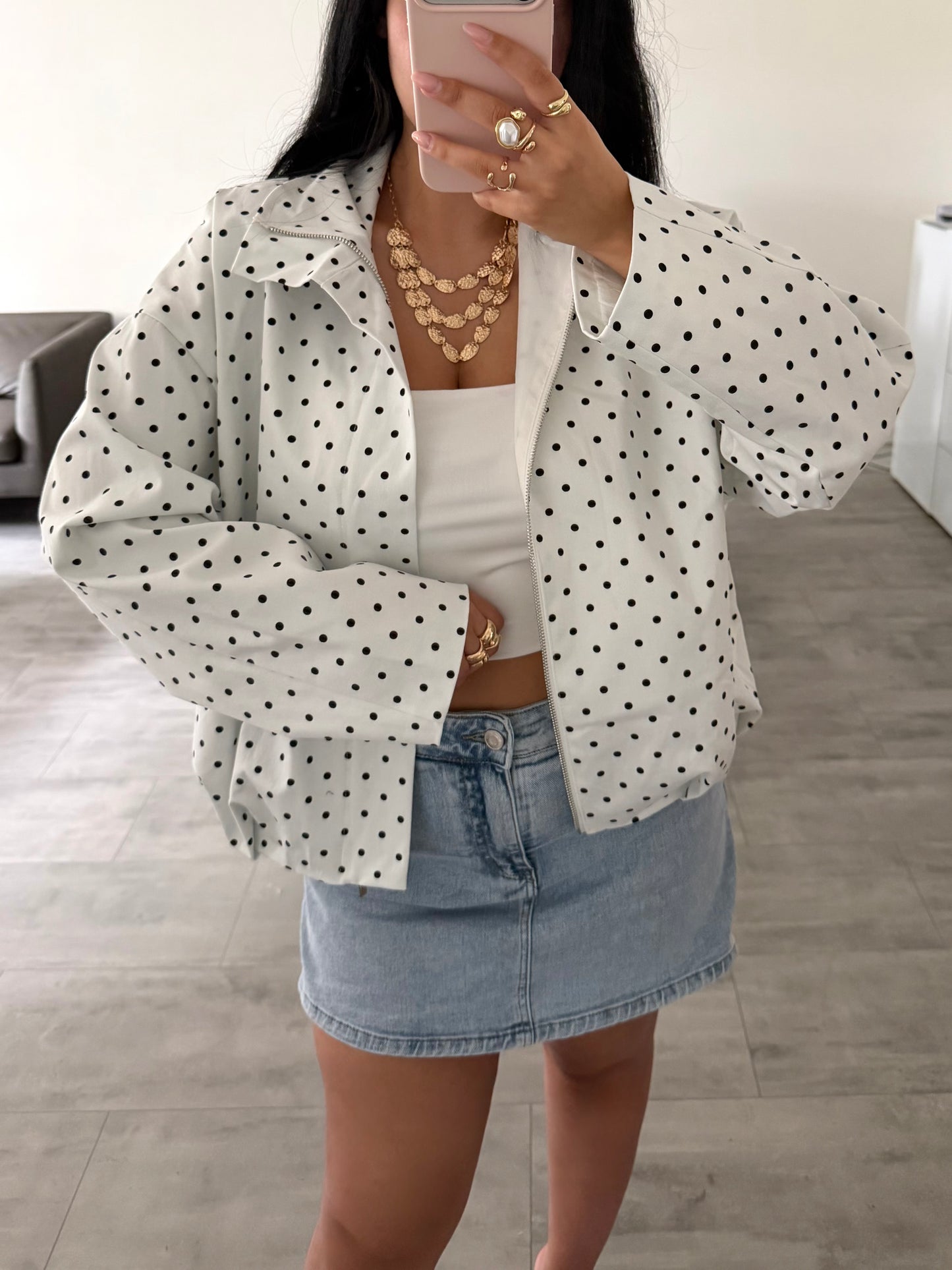 LEICHTE BAUMWOLLJACKE POLKA DOTS