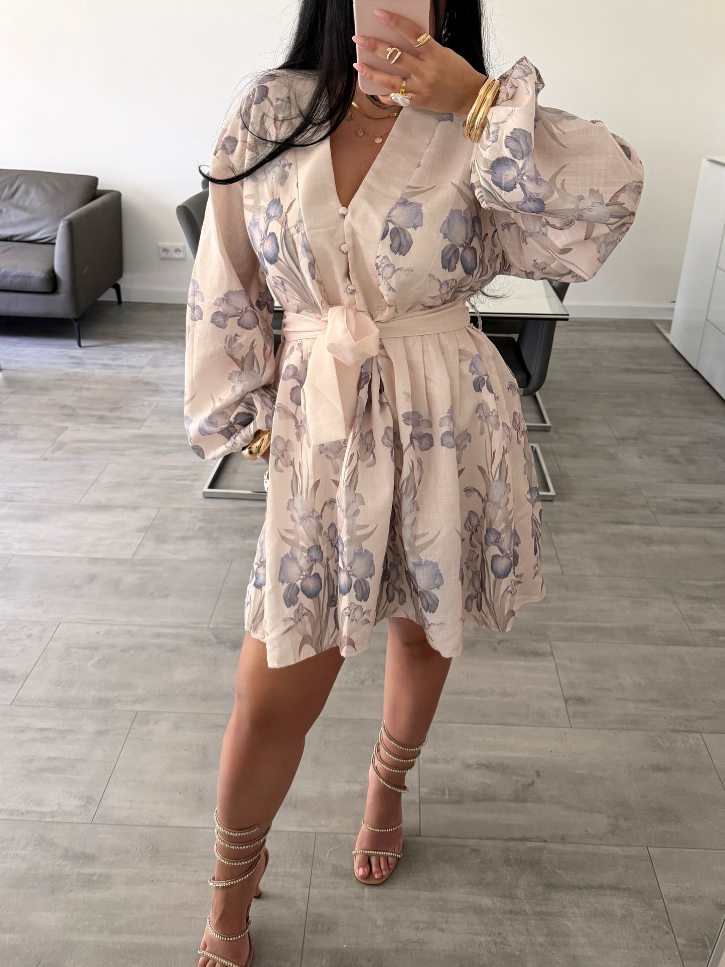 BAUMWOLLKLEID MIMOZA MIT BINDEGÜRTEL