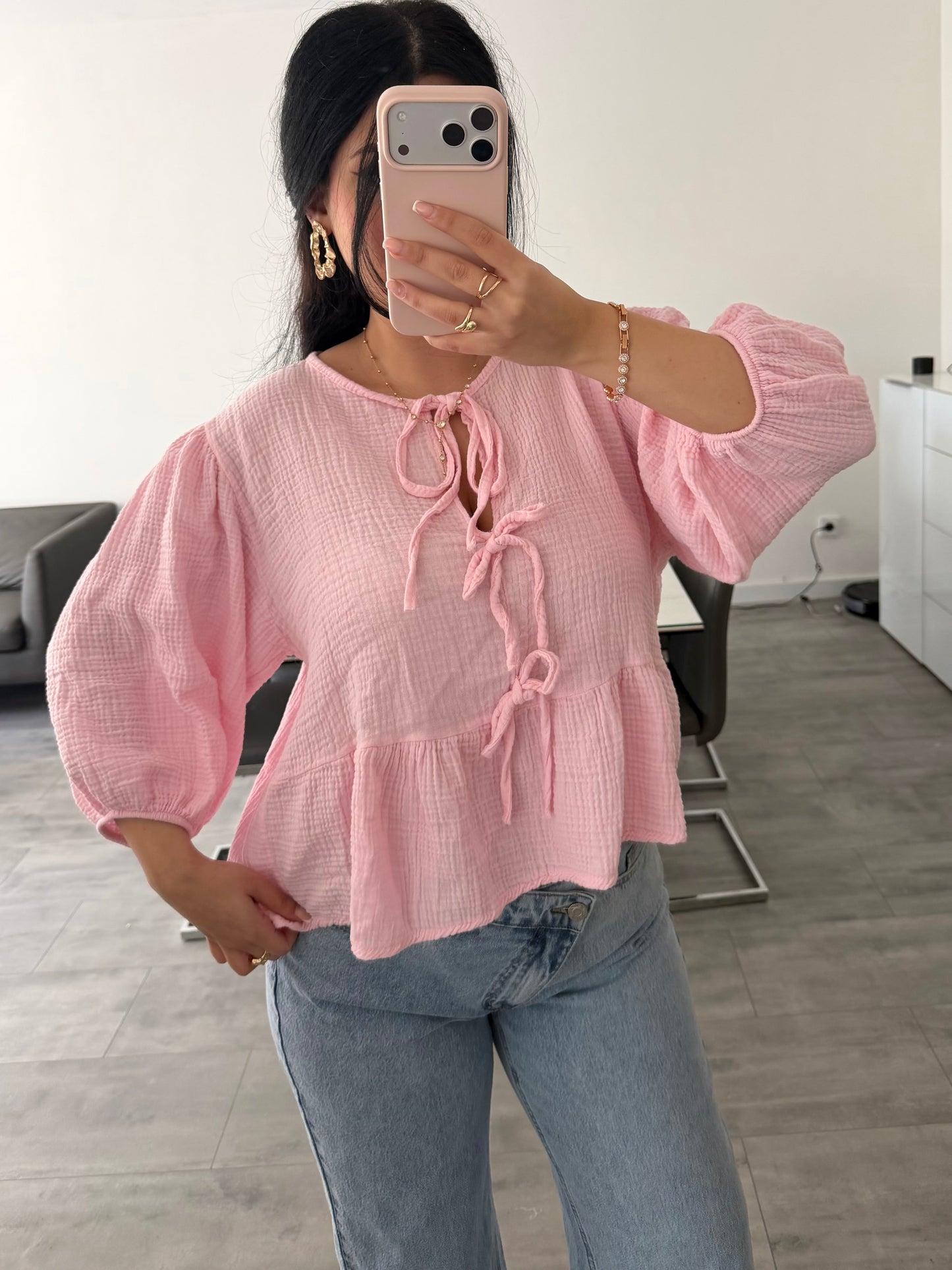 MUSSELIN BLUSE PENELOPE MIT SCHLEIFEN – Musselin Mode Miss Nova