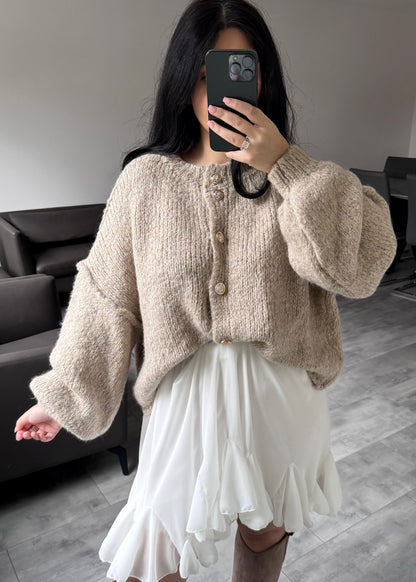 CARDIGAN FINA KURZ TAUPE