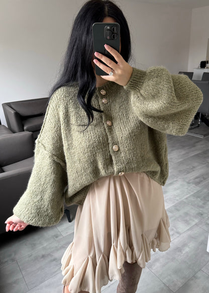 CARDIGAN FINA KURZ KHAKI