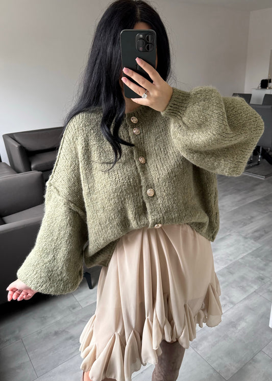 CARDIGAN FINA KURZ KHAKI