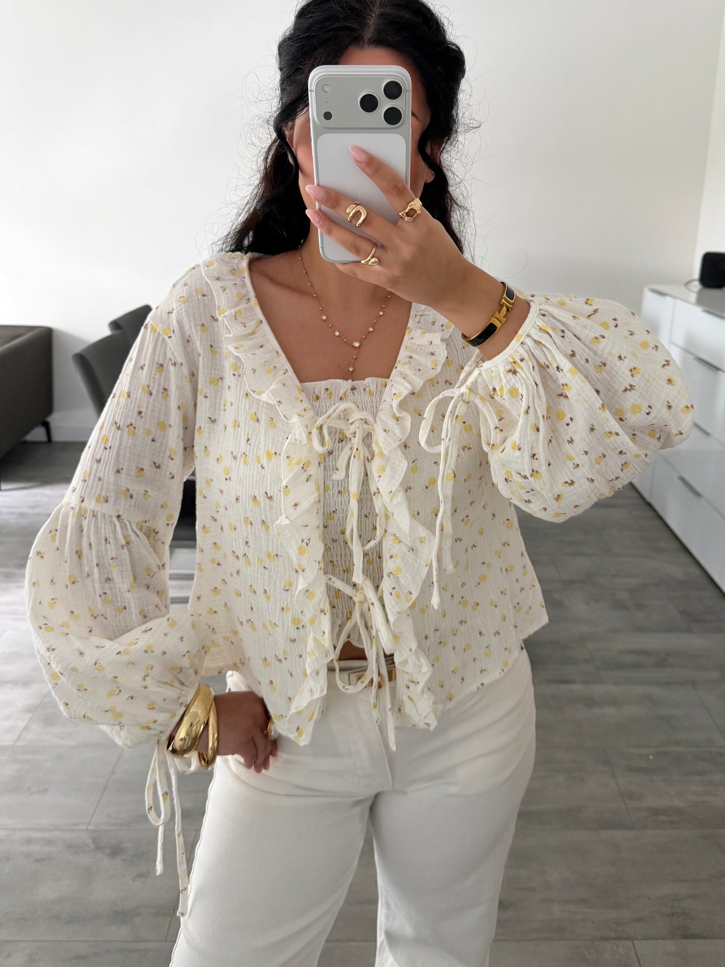 MUSSELIN RÜSCHEN BLUSE BLÜMCHENLIEBE – Musselin Mode Miss Nova