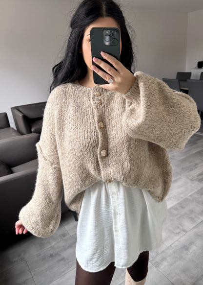 CARDIGAN FINA KURZ TAUPE
