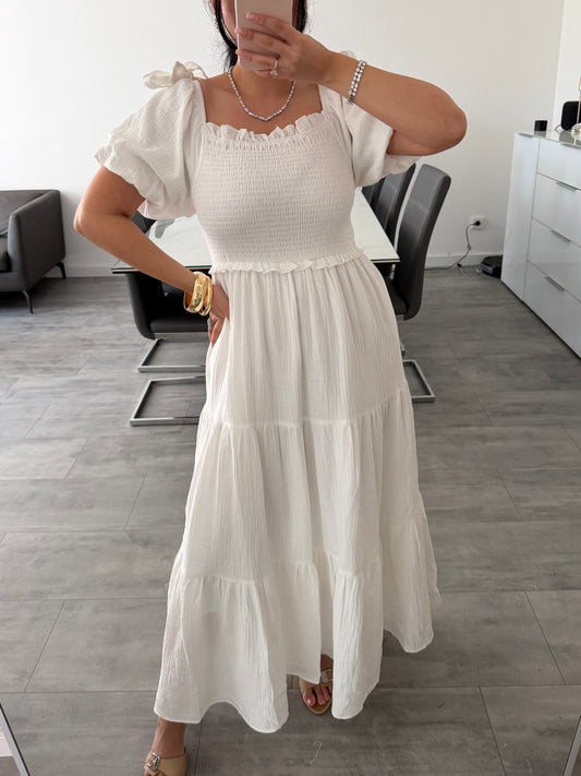 MAXI MUSSELINKLEID SOFIA MIT SCHLEIFENDETAILS