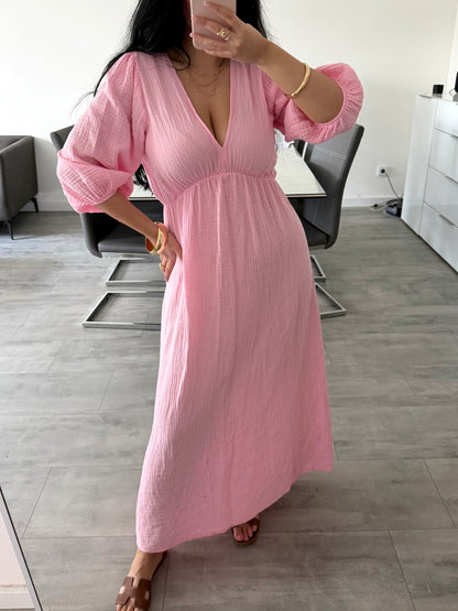 MUSSELIN MAXIKLEID MIT V-AUSSCHNITT ZARIA