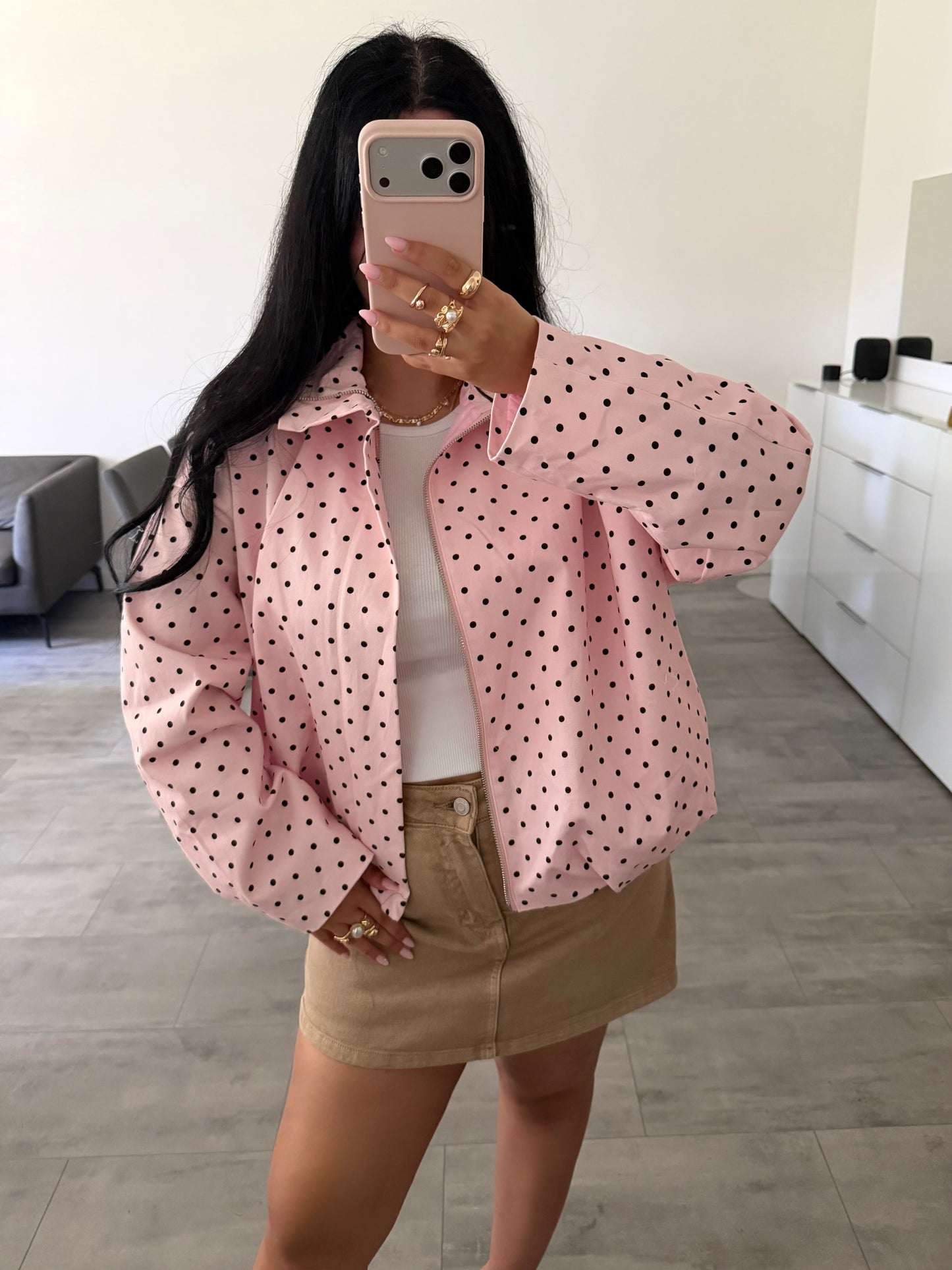 LEICHTE BAUMWOLLJACKE POLKA DOTS