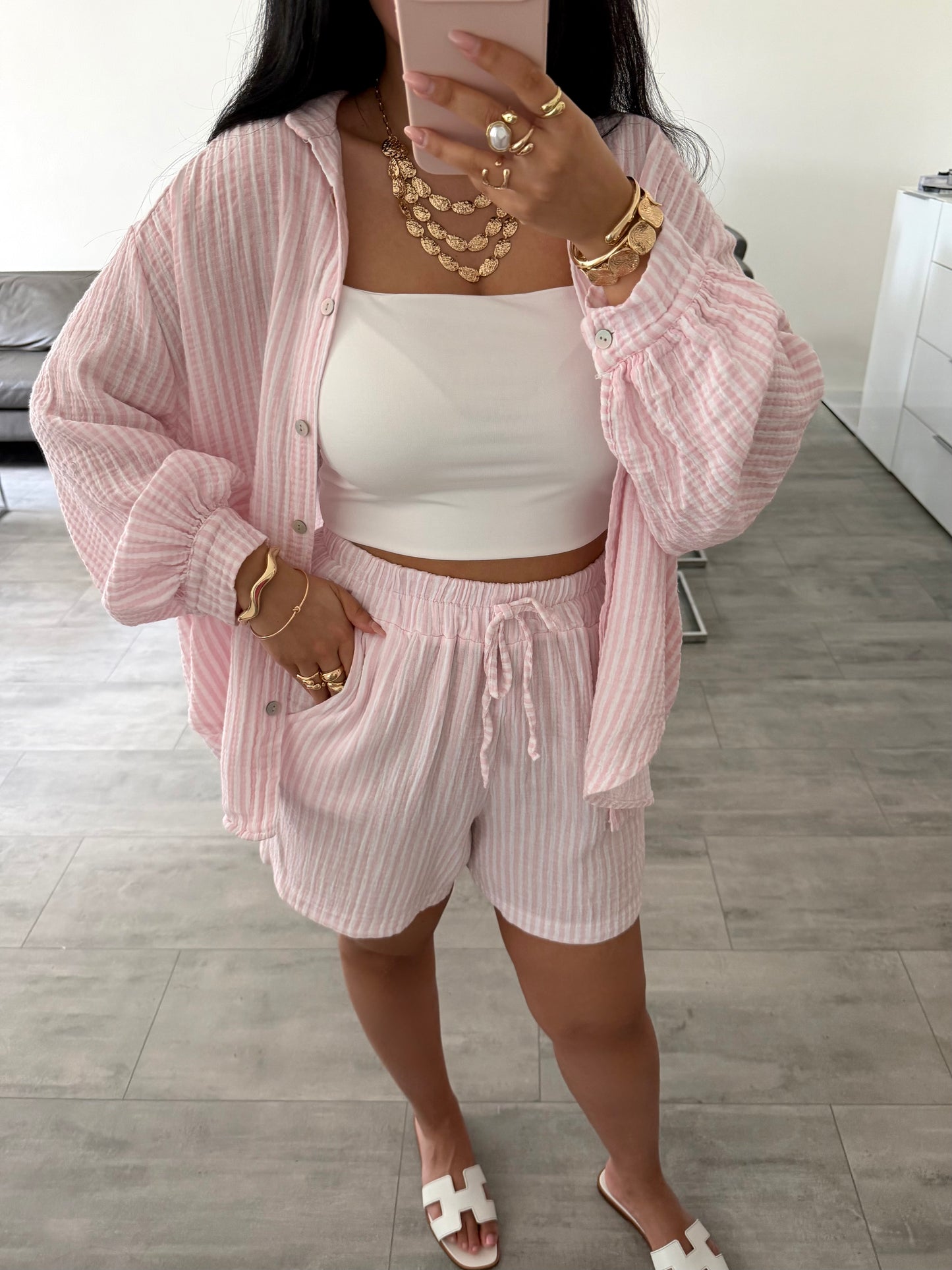 MUSSELIN SHORTS ALMA STREIFEN