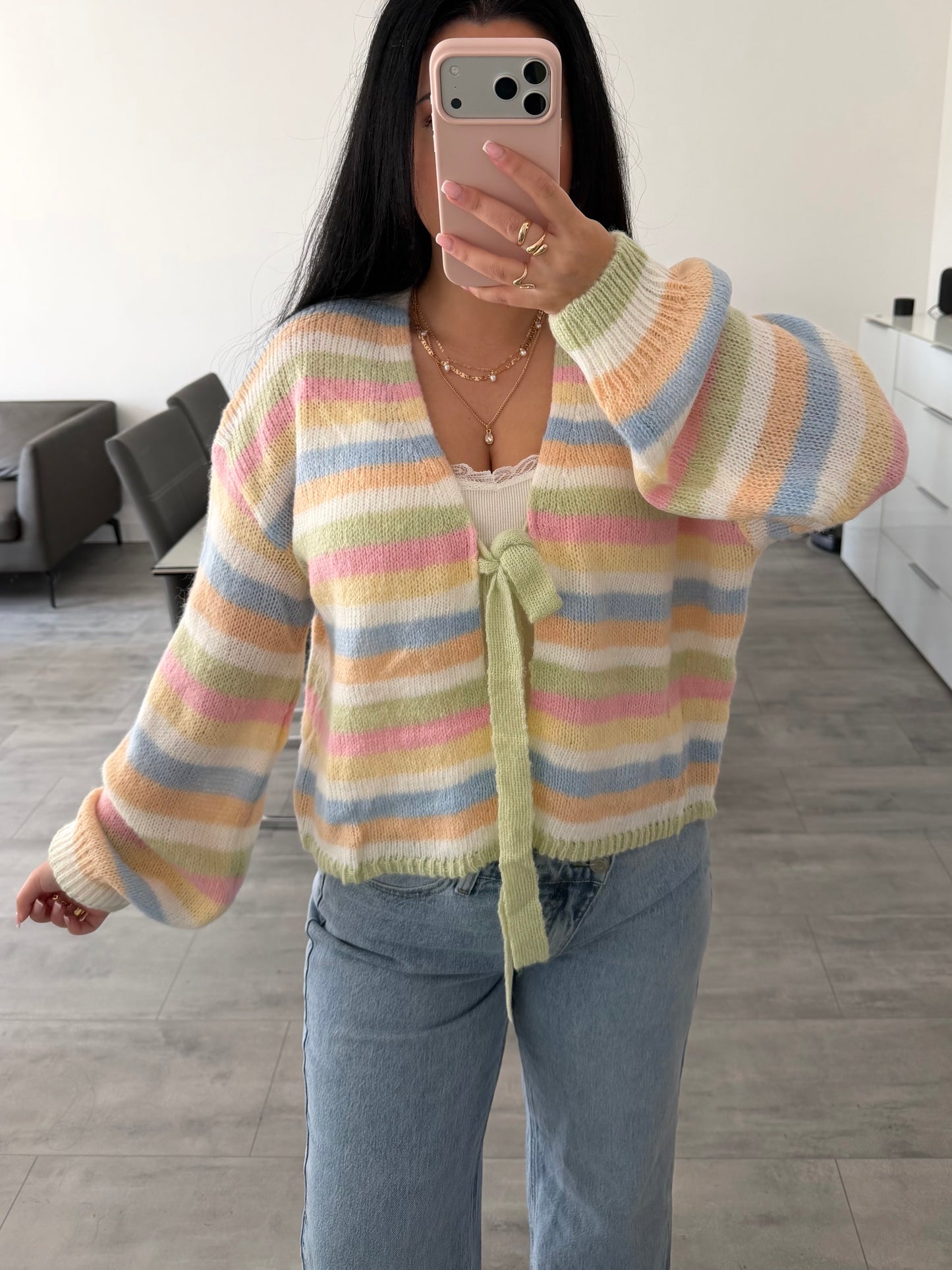CARDIGAN RIA MIT SCHLEIFE – Miss Nova Damenmode