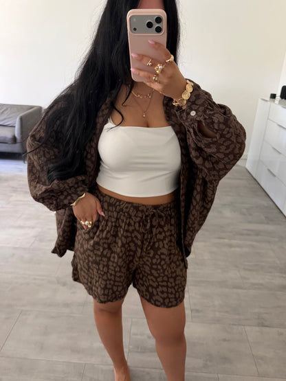 MUSSELIN SHORTS LEOPRINT
