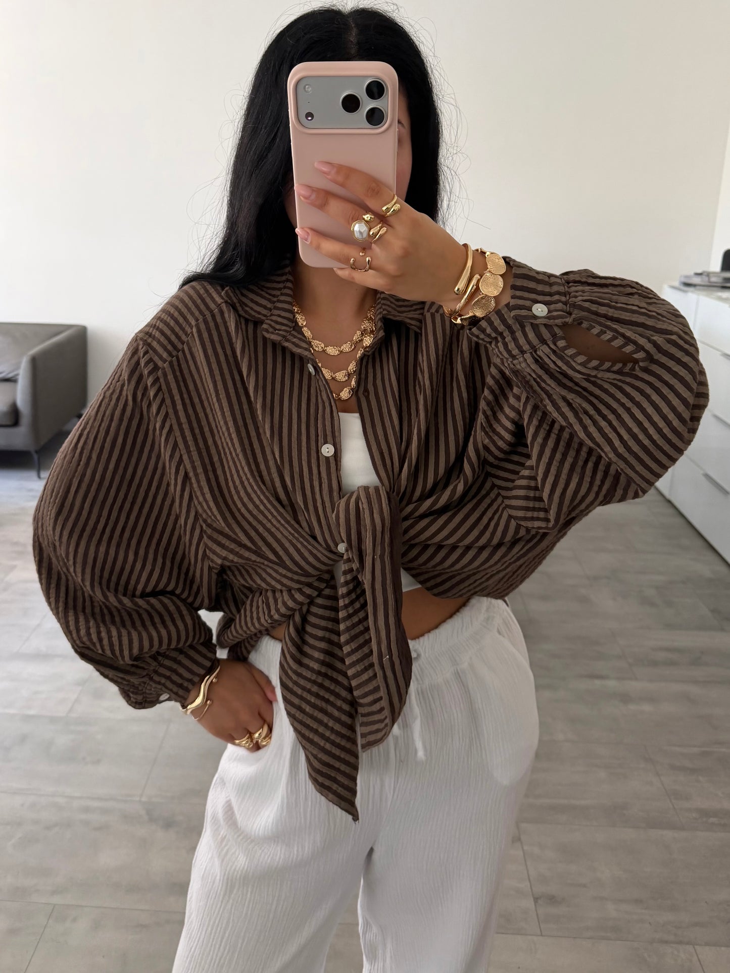 MUSSELIN BLUSE ALMA STREIFEN