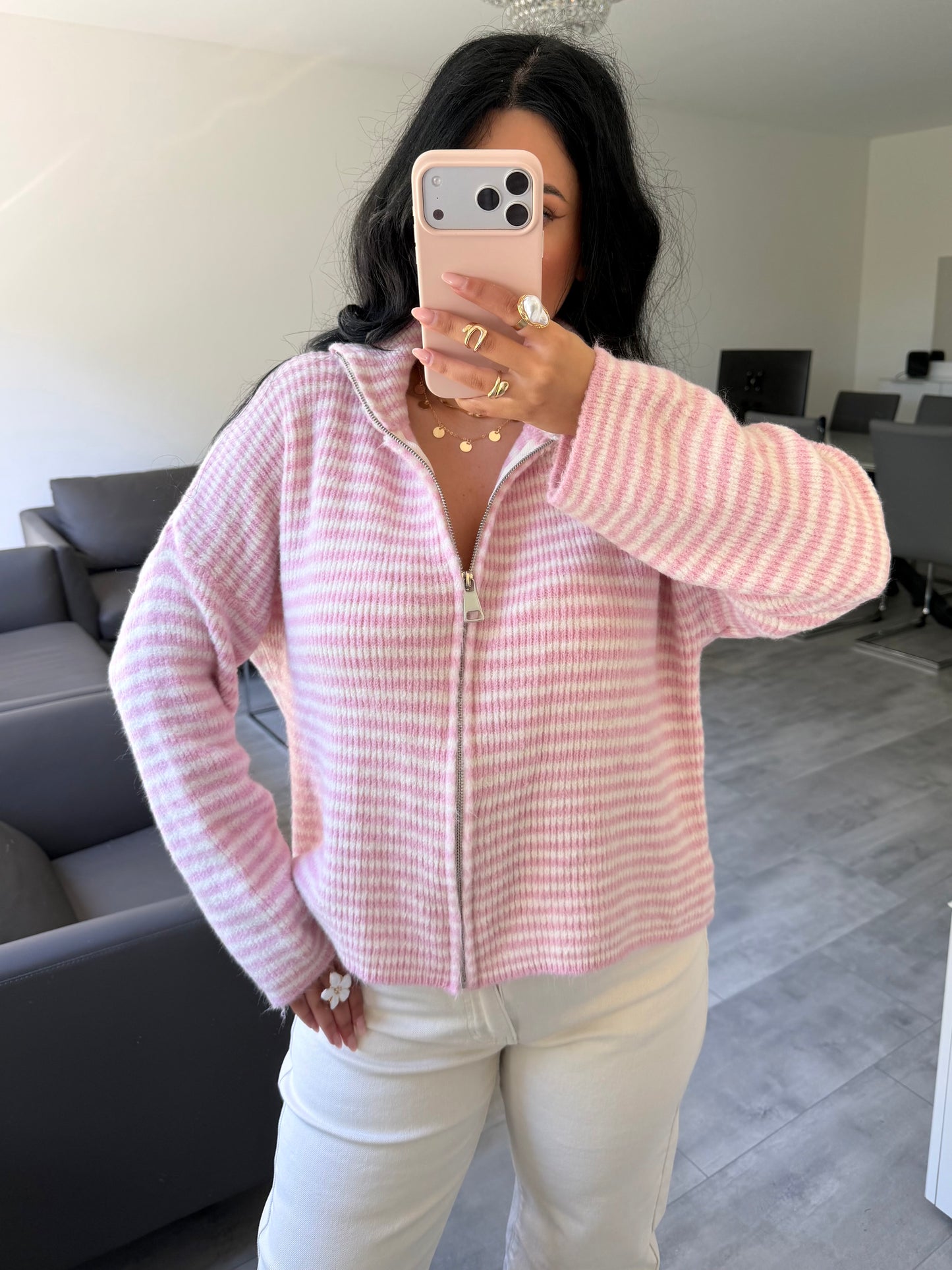 Zip Strickjacke Emilia Gestreift | missnova.de